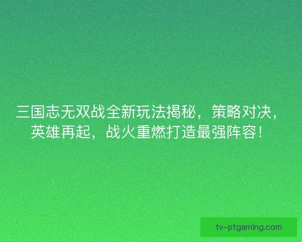 三国志无双战全新玩法揭秘，策略对决，英雄再起，战火重燃打造最强阵容！