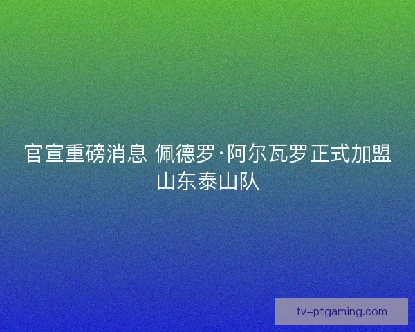 官宣重磅消息 佩德罗·阿尔瓦罗正式加盟山东泰山队